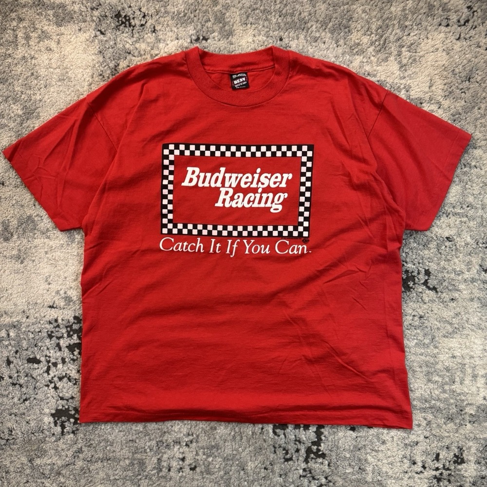 Vintage Budweiser Racing XXL T-Shirt Catch It If You Can 1992 Single Stitch
